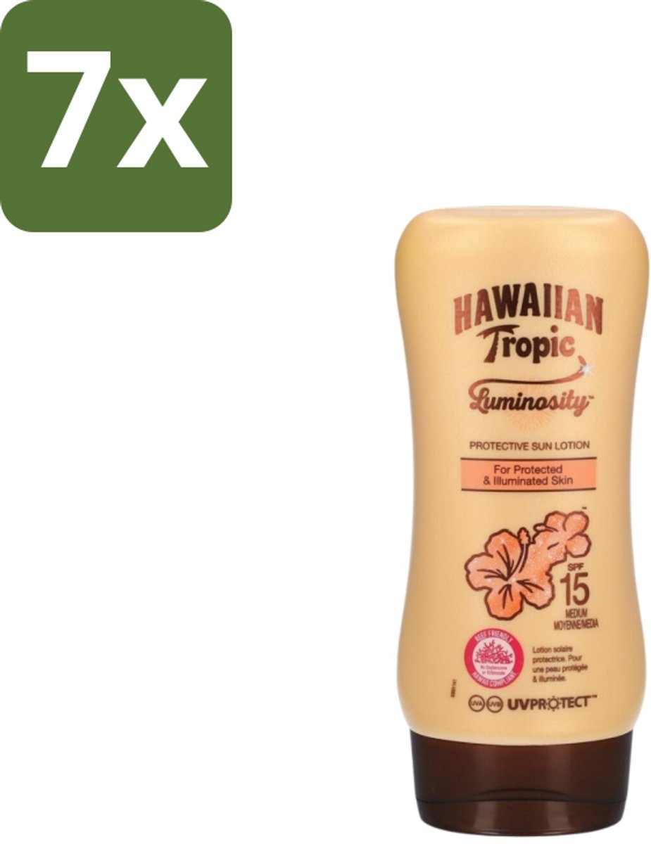 Hawaiian Tropic – Zonnebrand Lotion – Luminosity Medium SPF15 – 180 ml - Bulkverpakking - 7 stuks