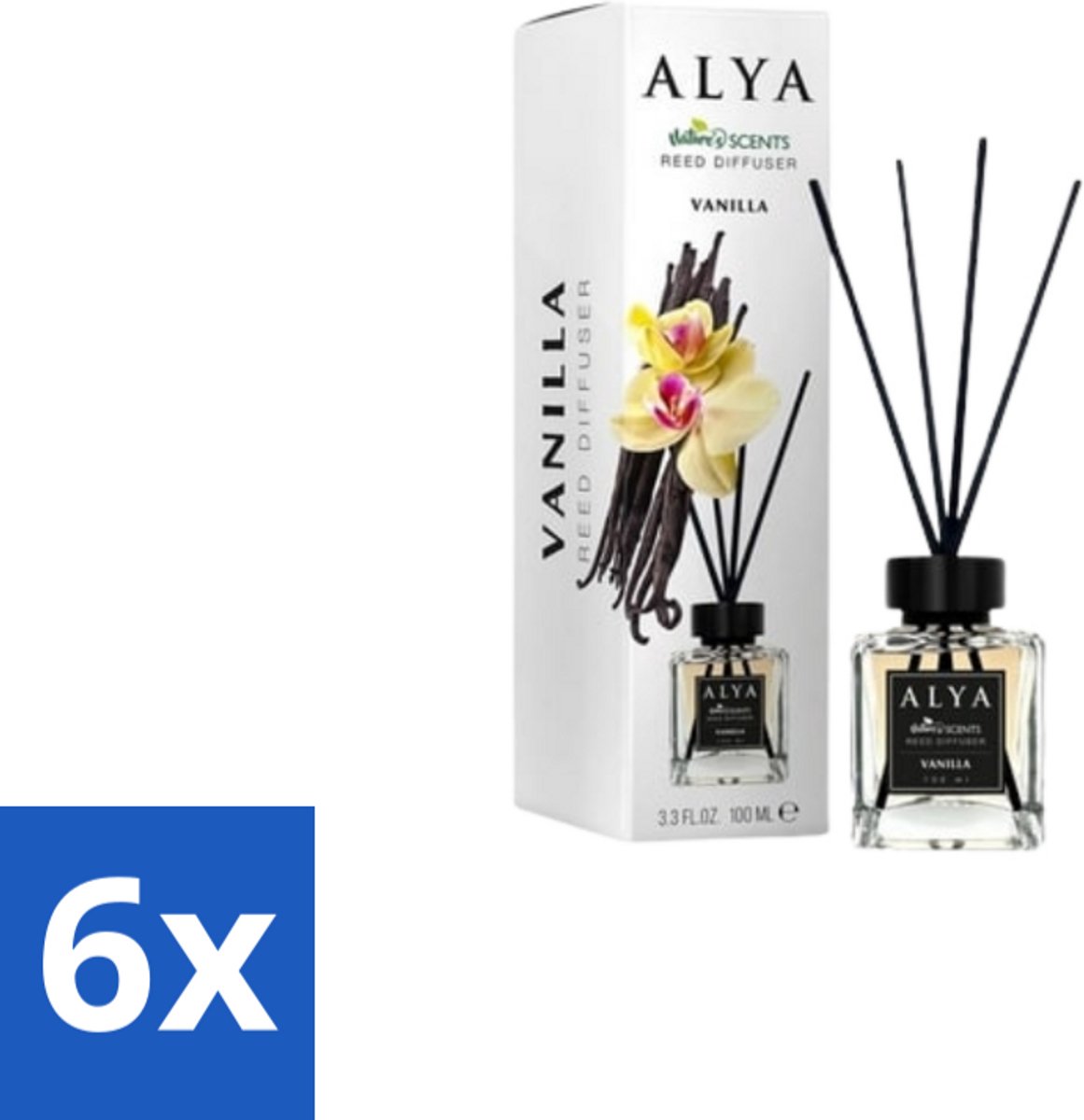Alya – Reed Diffuser – Vanilla – Interieurparfum - Voordeelverpakking - 6 stuks