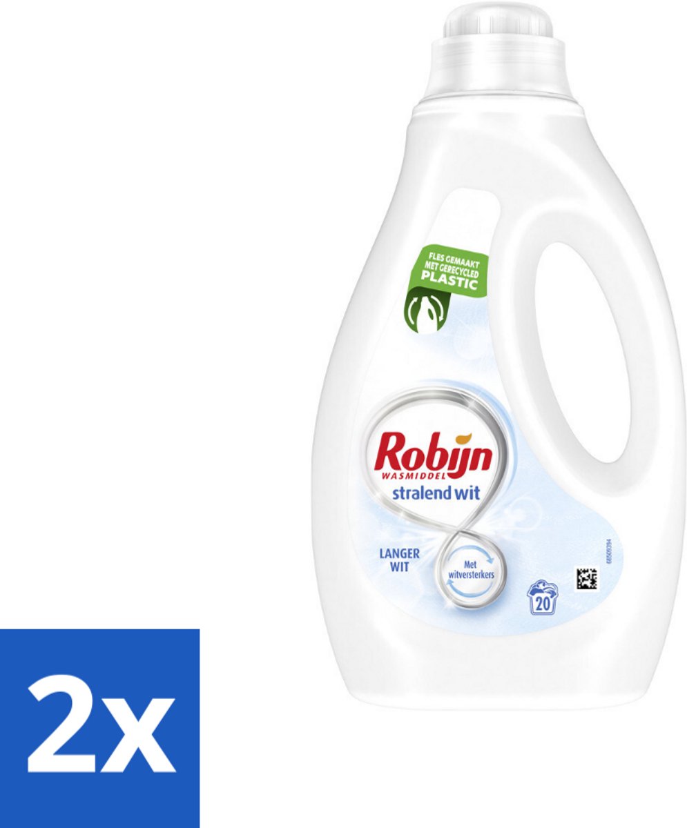 Robijn – Vloeibaar Wasmiddel – Stralend Wit – 20 wasbeurten - Voordeelverpakking - 2 stuks