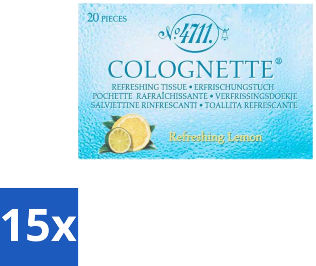 4711 – Colognette Tissues – Citrus – 20 Doekjes - Bulkverpakking - 15 stuks