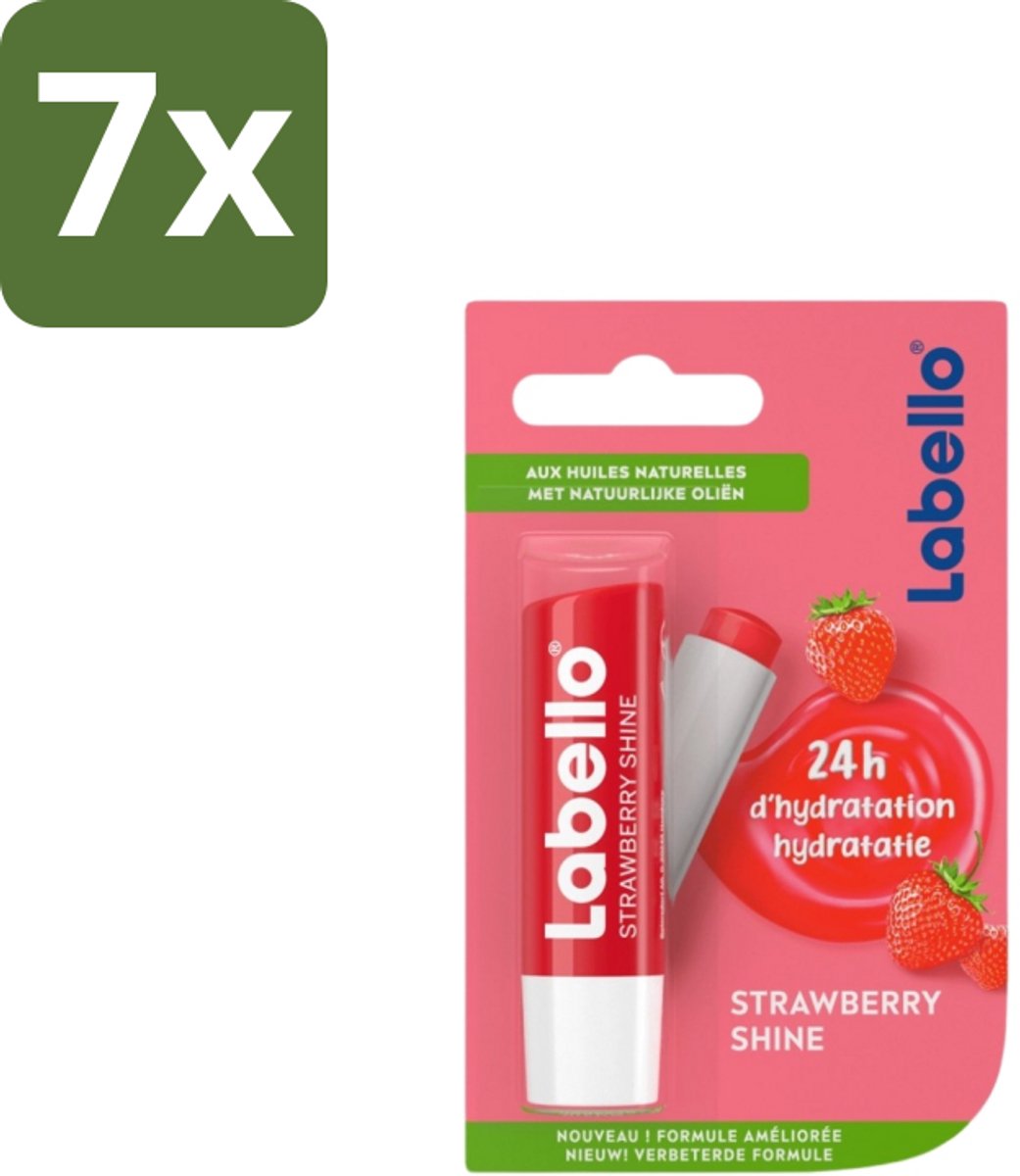 Labello – Lippenbalsem – Strawberry Shine - Bulkverpakking - 7 stuks