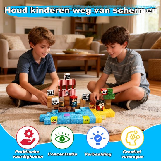 Magnetische Blokken Speelgoed-Svintora® 100 stuks Magnetic Tiles-Montessori Speelgoed- Voor 3+ jaar van Merkloos — afbeelding 5