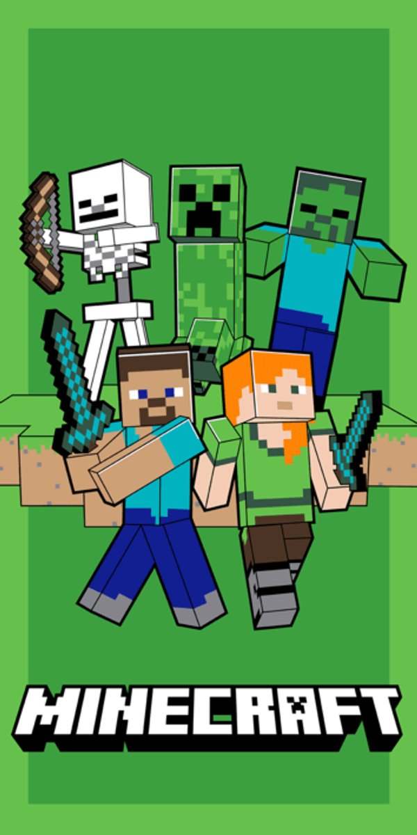 Minecraft handdoek Green 70 x 140 cm - polyester pre order