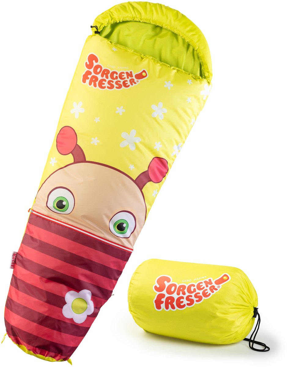 Skandika Zorgeneter Molly Kinderslaapzak - Mummieslaapzakken – Slaapzak kinderen - Polyester, luxe kwaliteit, comfortabele hoofdgedeelte, draagtas meegeleverd, tot -12°C - 170 x 70 cm - Outdoor kampeerslaapzak – Max. Lichaamslengte 140 cm - geel
