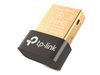Gouden TP-Link UB400 nano USB-adapter met zwarte behuizing.