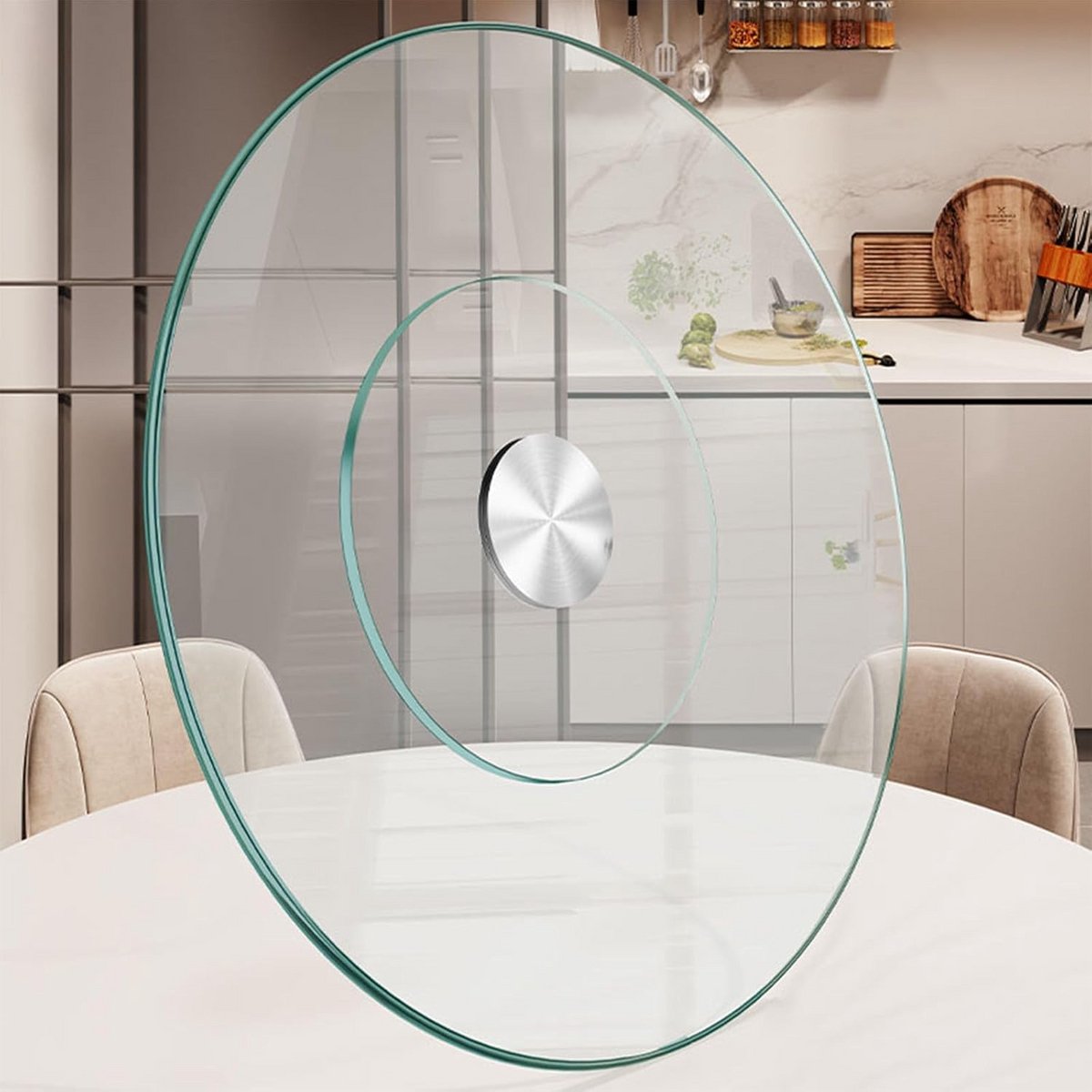Ronde Glazen Draaitafel voor Eettafel - Stille Lazy Susan Serveerblad (70cm)