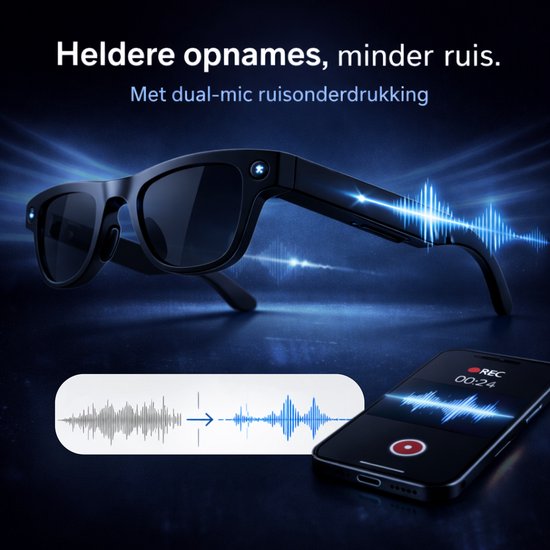 Seltrix™ Camera bril – Met Sony 1080P lens - Slimme bril met camera – AI bril - Met Nederlandstalige app, vertaalfunctie, muziek – Lichtgewicht 37 gram - Transparante lenzen — afbeelding 2