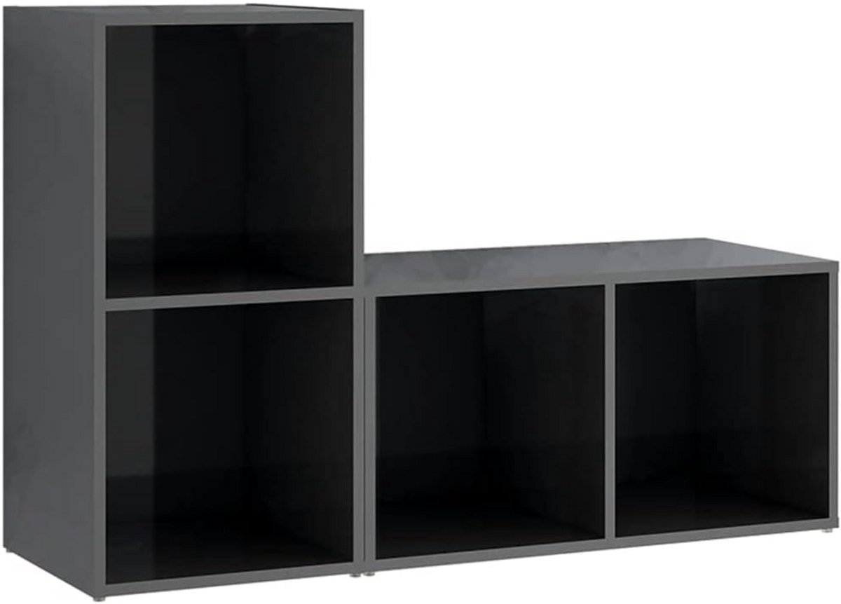 Set van 2 Tv-meubels Hoogglans Grijs Bewerkt Hout - Modern en Flexibel