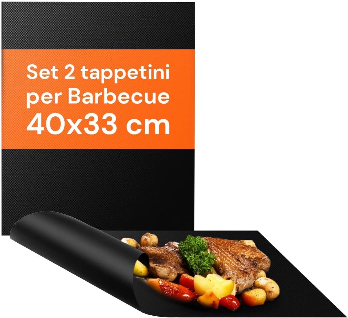 Famanu – Grillmat voor oven en barbecue - set van 2 stuks - anti-aanbak - hittebestendig - herbruikbaar - beschermt grills en bakplaten tegen vuil en vet