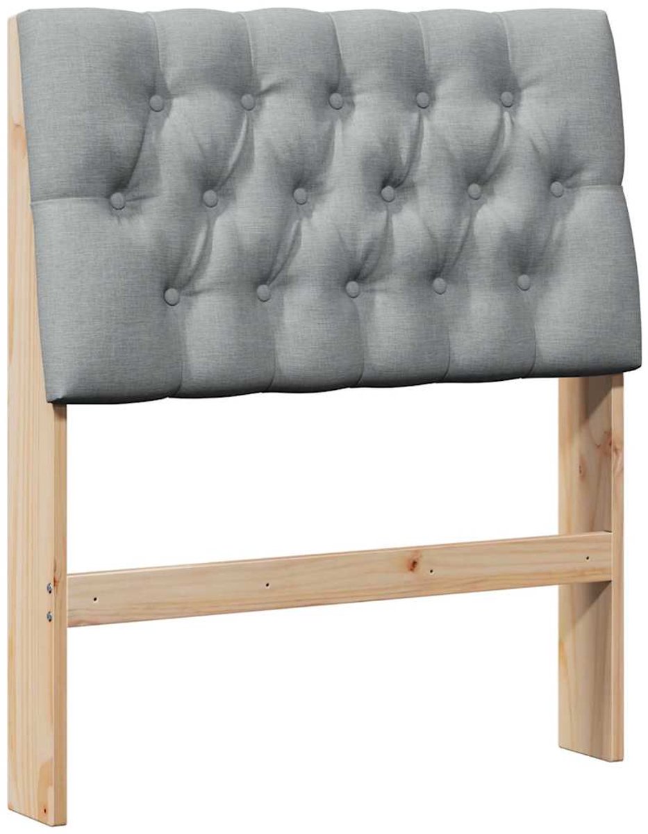 vidaXL Gestoffeerd - hoofdbord - Lichtgrijs - 75 - cm - Massief - grenenhout