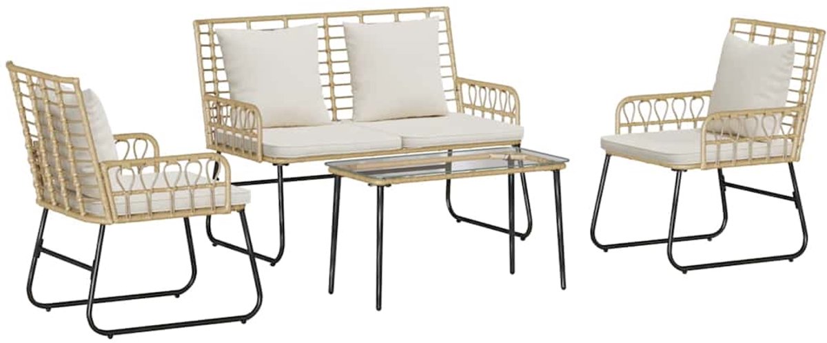 vidaXL Tuinfmeubels - Set - 4 - st - Zwart - en - Anthraciet - poly - rattan Zwart en anthraciet