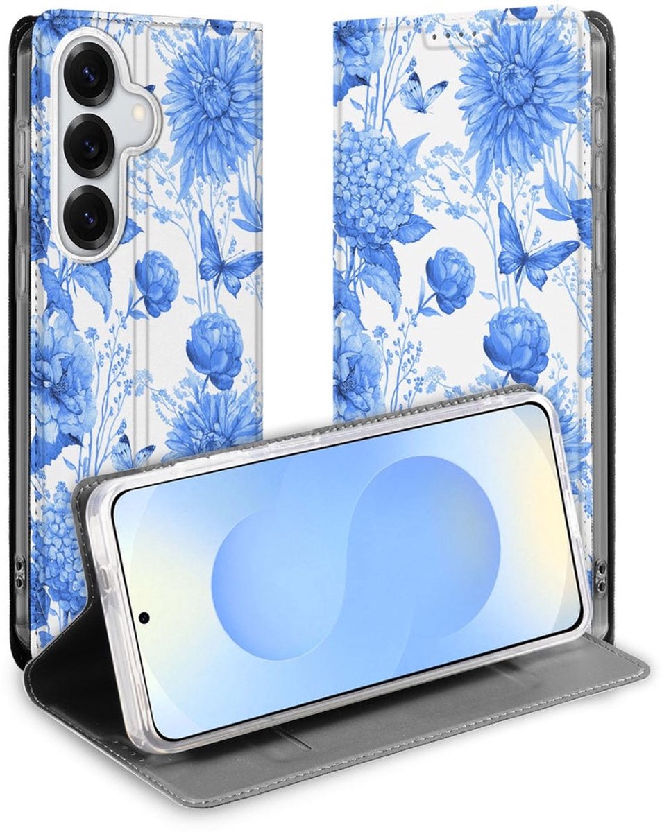 Samsung Galaxy S26 Book Case Flowers Blue