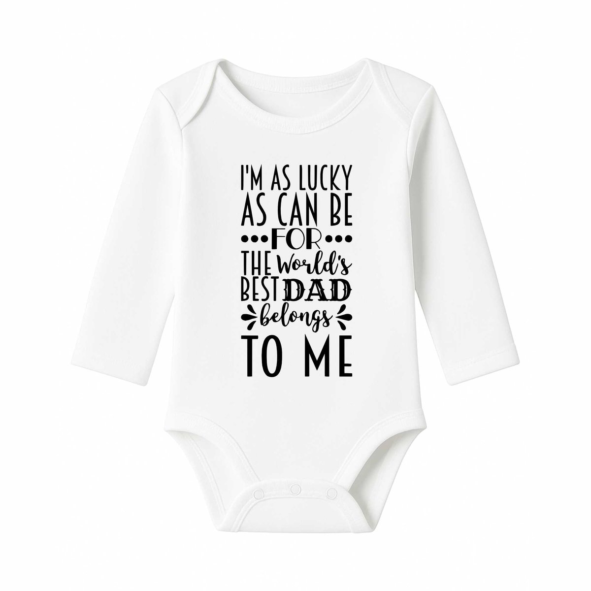 Romper met Tekst Baby – The world’s best dad belongs to me – Wit – Lange mouw – Maat 74/80