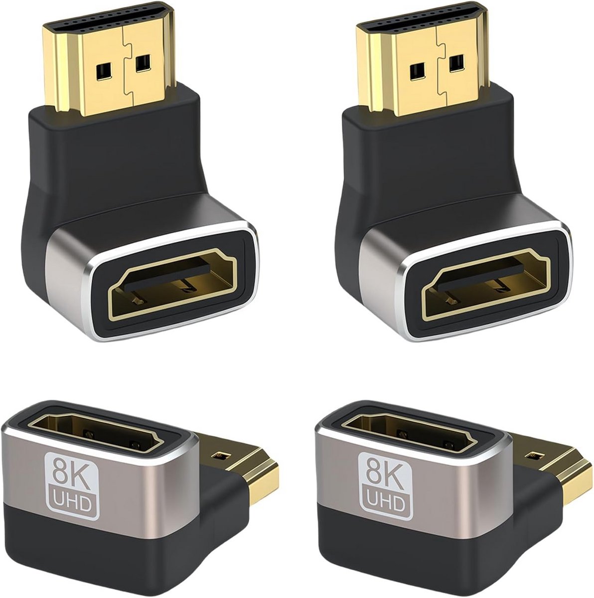4 Stuks 90 Graden HDMI Adapter Verlengkabel Man Vrouwelijk voor 8K Audio Video