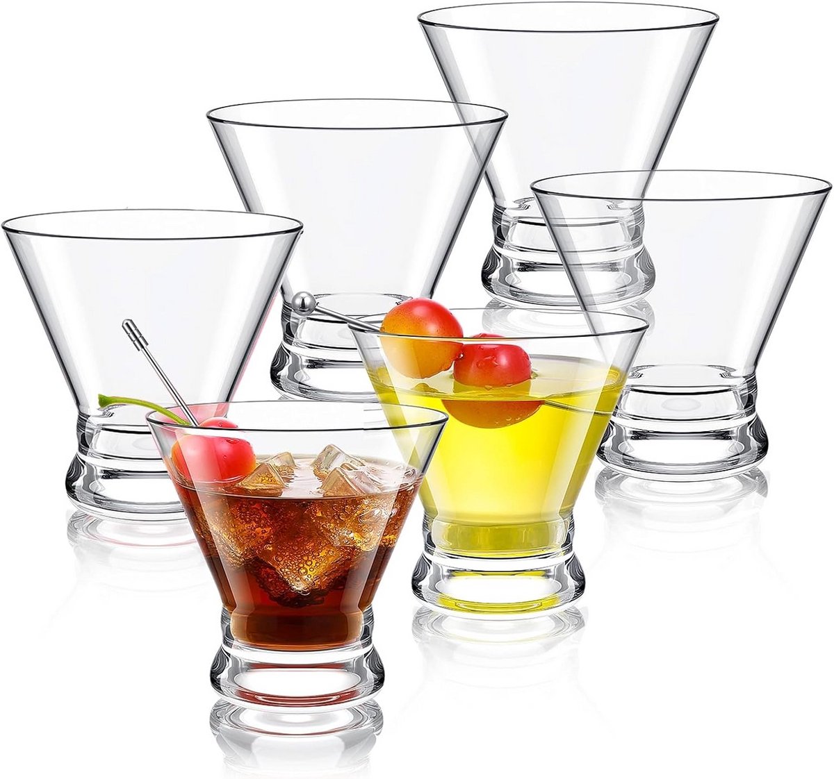 Set van 6 Moderne Cocktailglazen Zonder Steel 240ml voor Martini en Aperitief