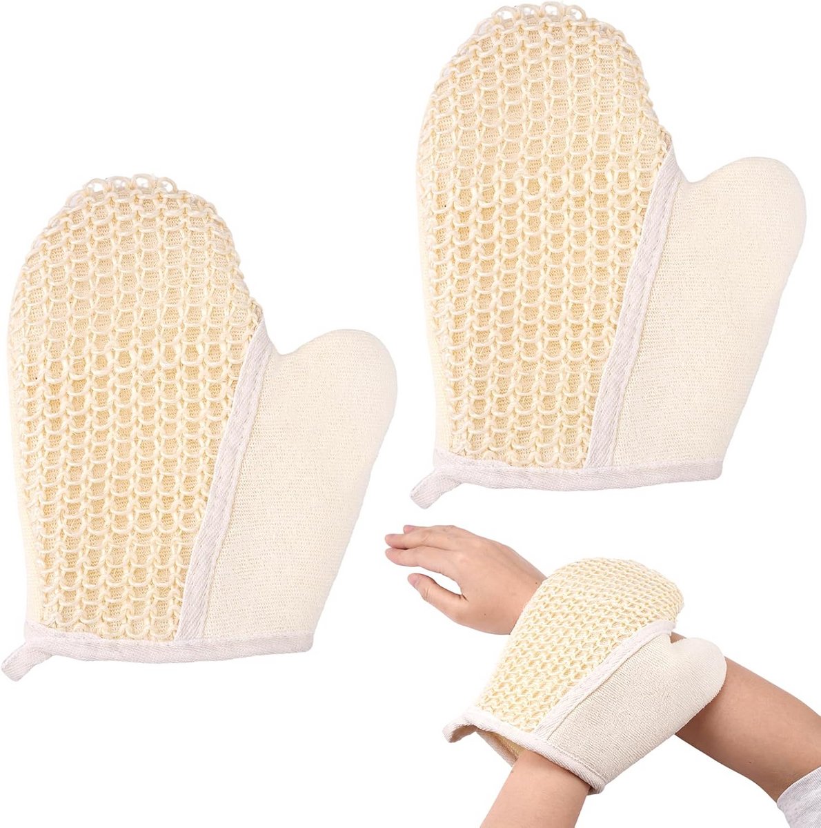 Set van 2 Scrubhandschoenen voor Exfoliërende en Dieptereinigende Douchemassage