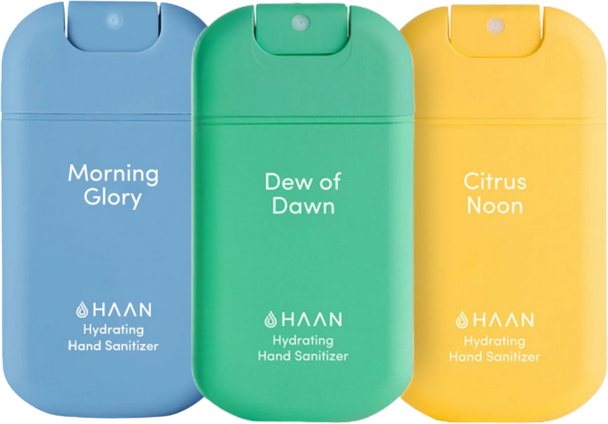 HAAN 3-Pack Mix Handspray Handverzorging Navulbaar 3x 30ml Morning Glory, Dew of Dawn & Citrus Noon