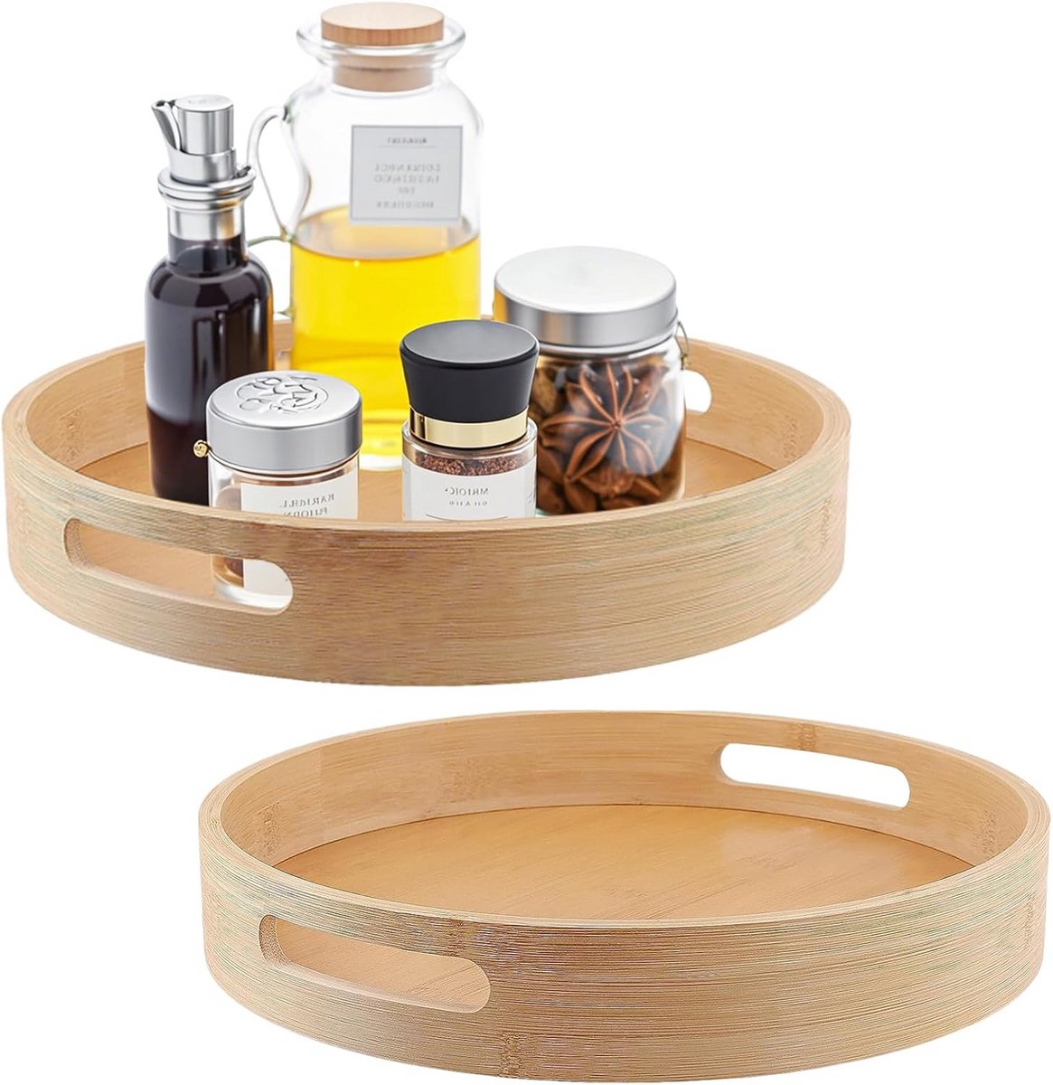 Set van 2 Houten Draaiplateaus 30 cm voor Keuken Organizer