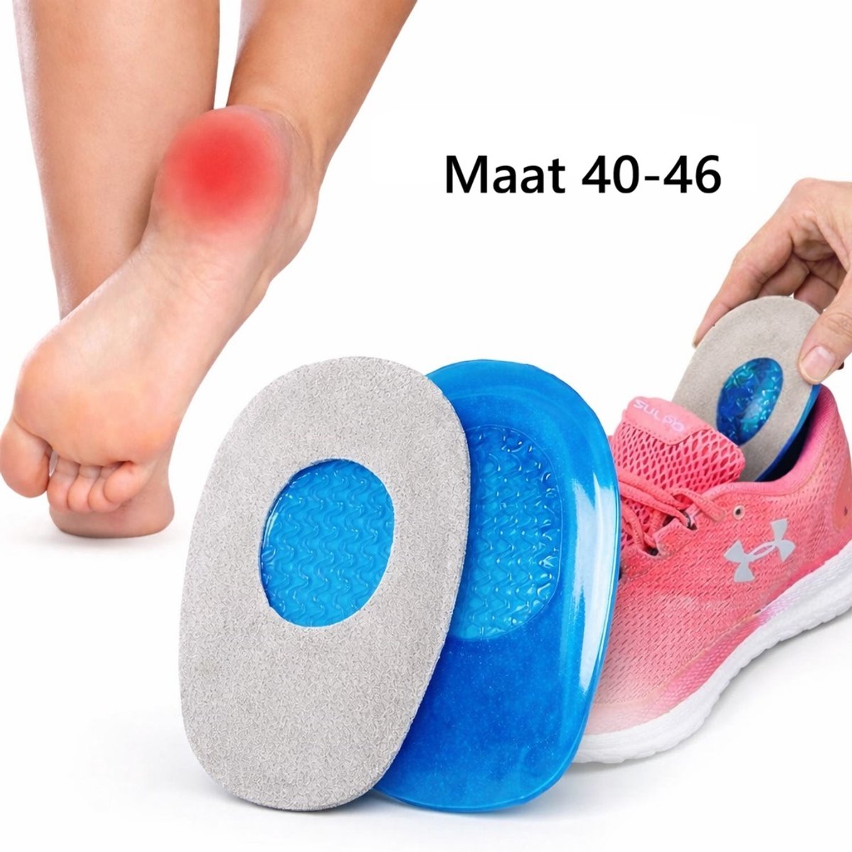 3D Sioftgel Gelhak Inlegzolen I Zooltjes I Hiel Cups I Hielbeschermers I Maat 40-46