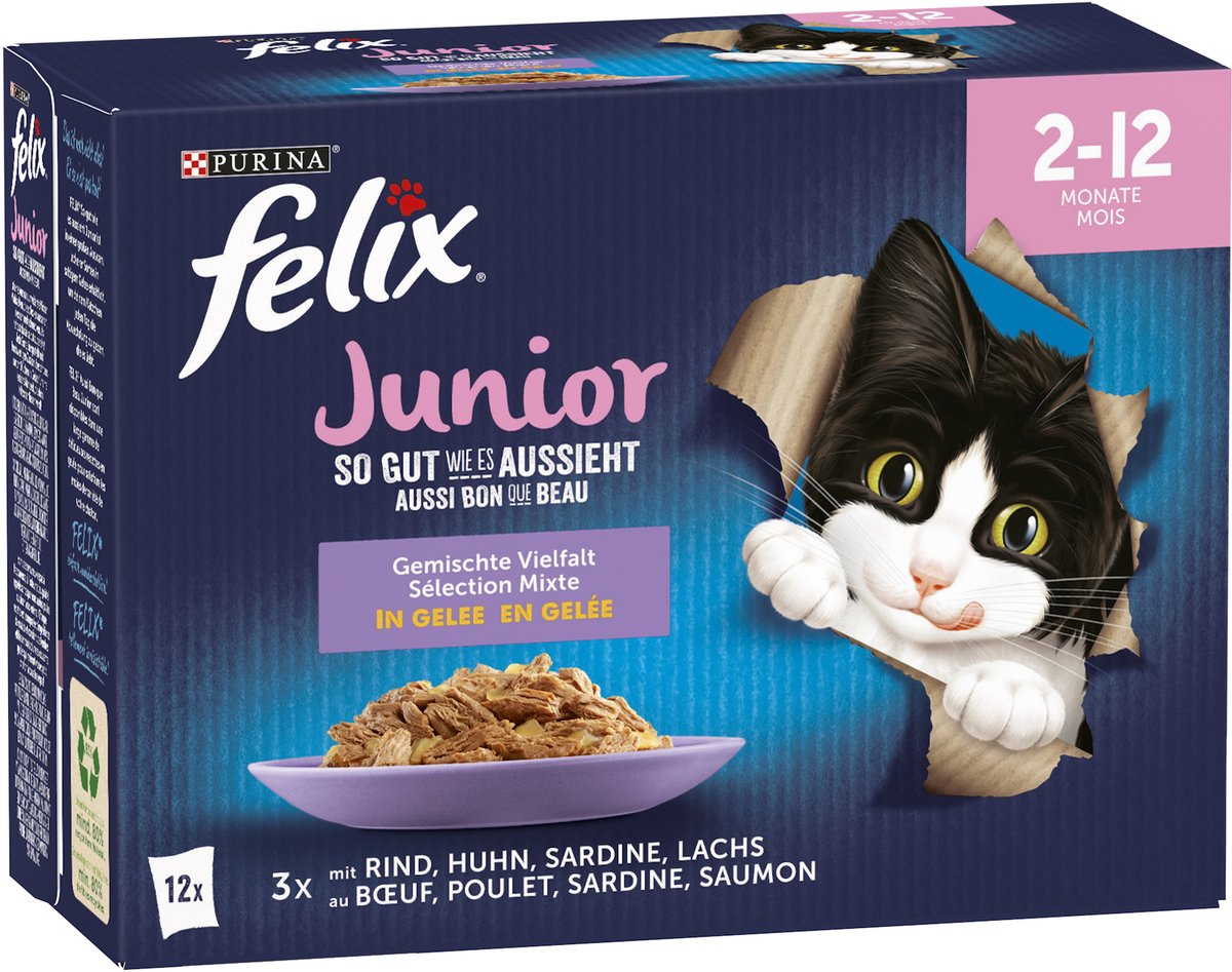 Felix FELIX Zo lekker als het eruit ziet Junior natvoer voor katten (1 x 12 x 85g)