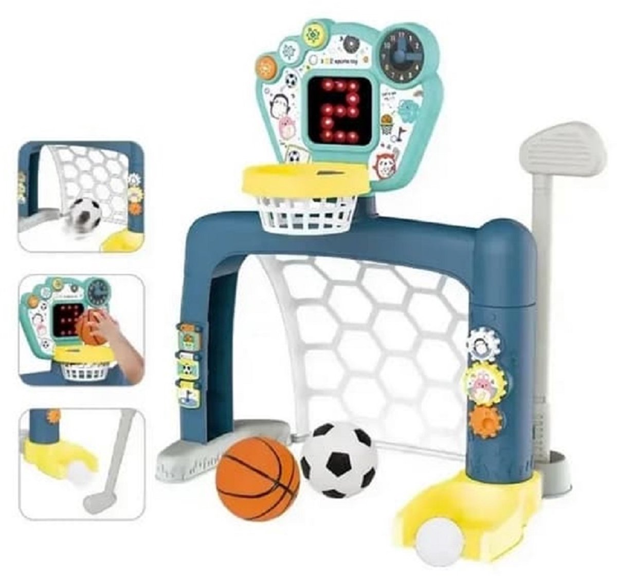 COIL Basketbalset Kind 3-in-1 met Voetbaldoel & Golf – Sport Speelgoed 18 Maanden - LED - Geluid – Binnen & Buiten