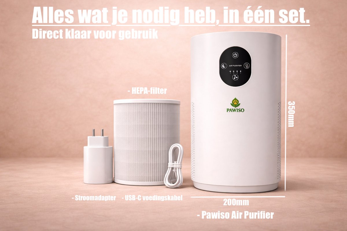 Pawiso Air Purifier / Luchtreiniger - Wit - 65 m² - HEPA + Koolstoffilter — afbeelding 2