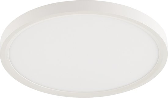 Witte ronde plafondlamp met een subtiel wit frame, 29,7 cm diameter.