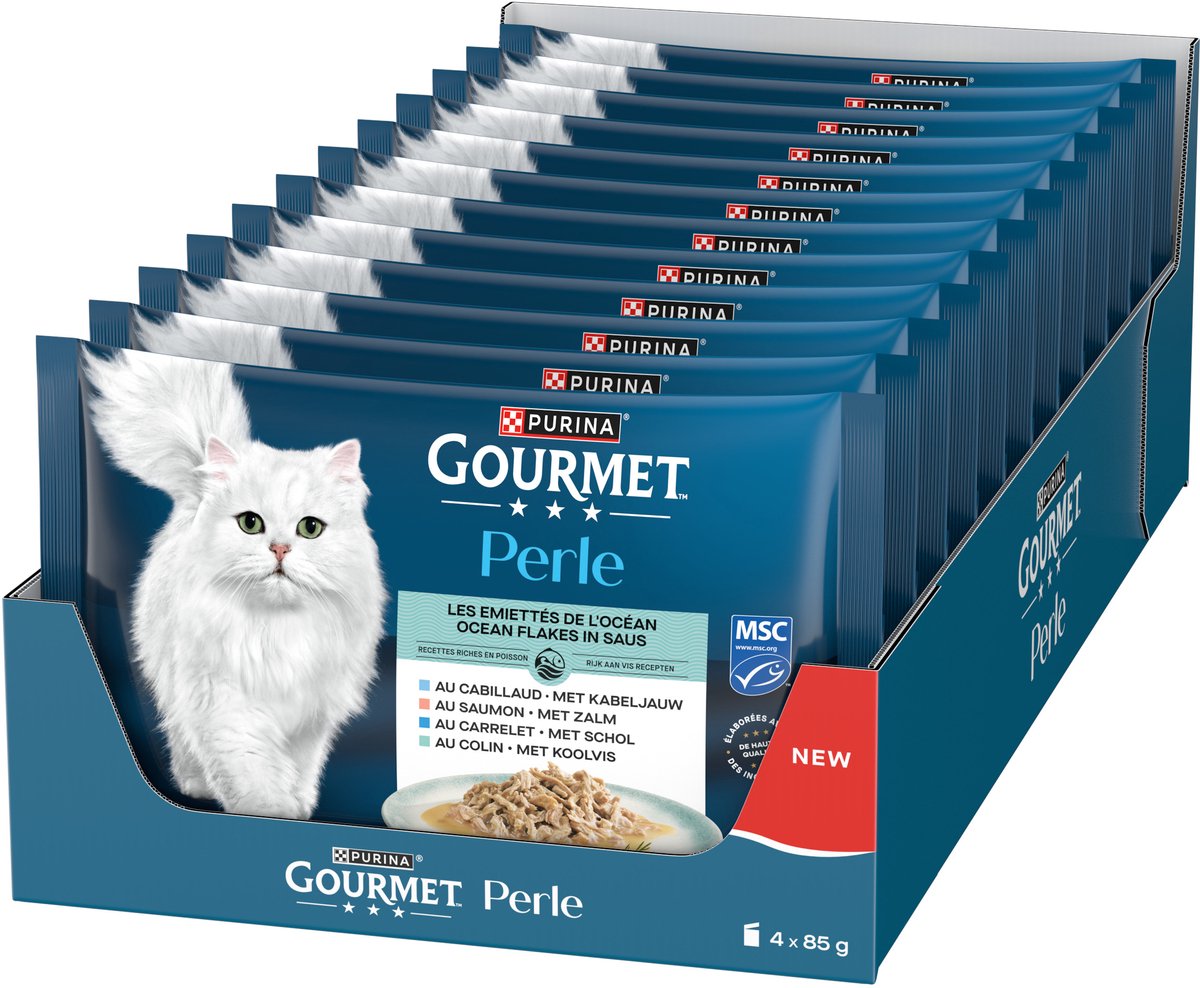 Gourmet GOURMET PERLE MSC Ocean Flakes - Vis & Vlees - 12 x 4 x 85g