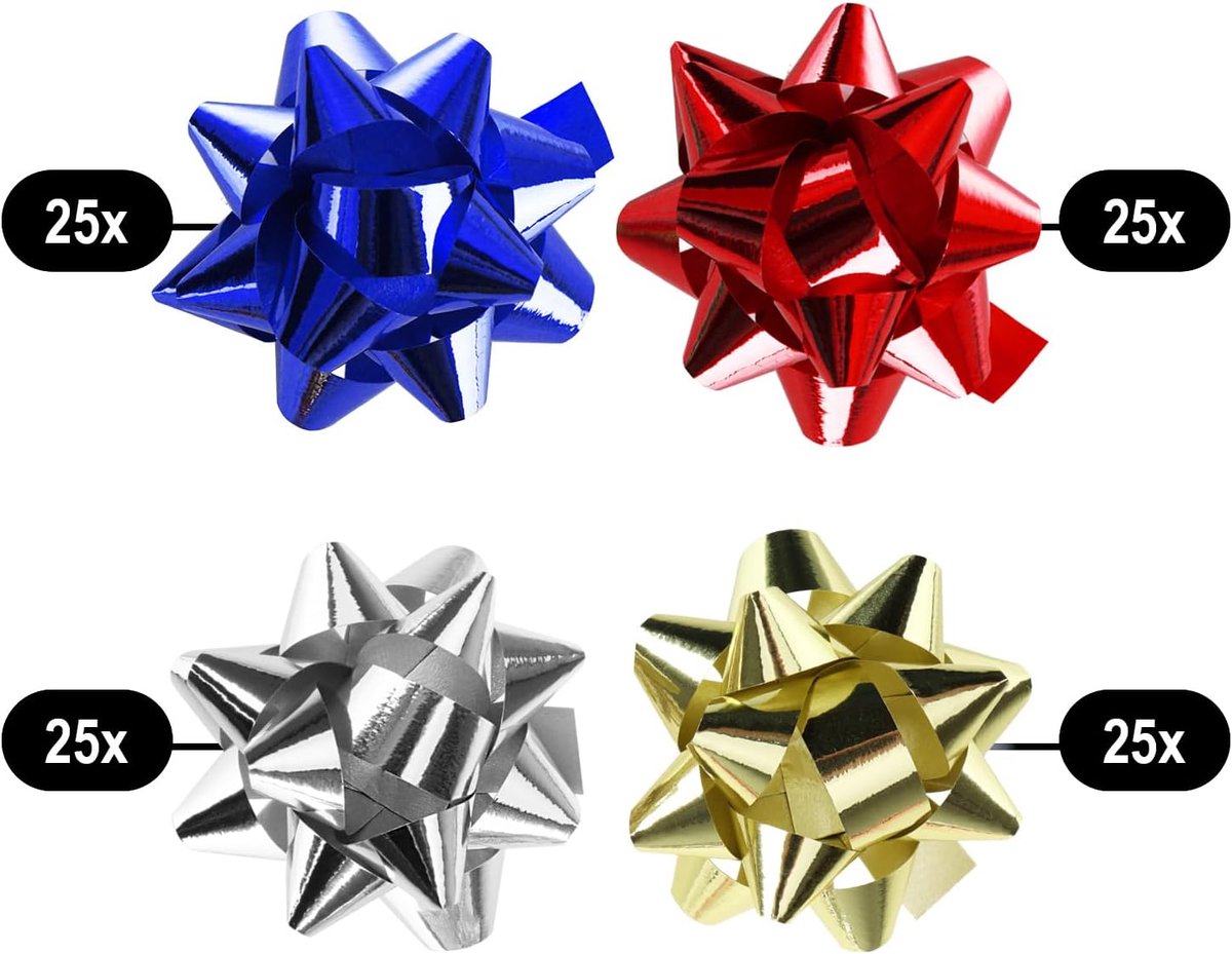 Candala 100x geschenkstrikken in geweldige kleuren - zelfklevende kant