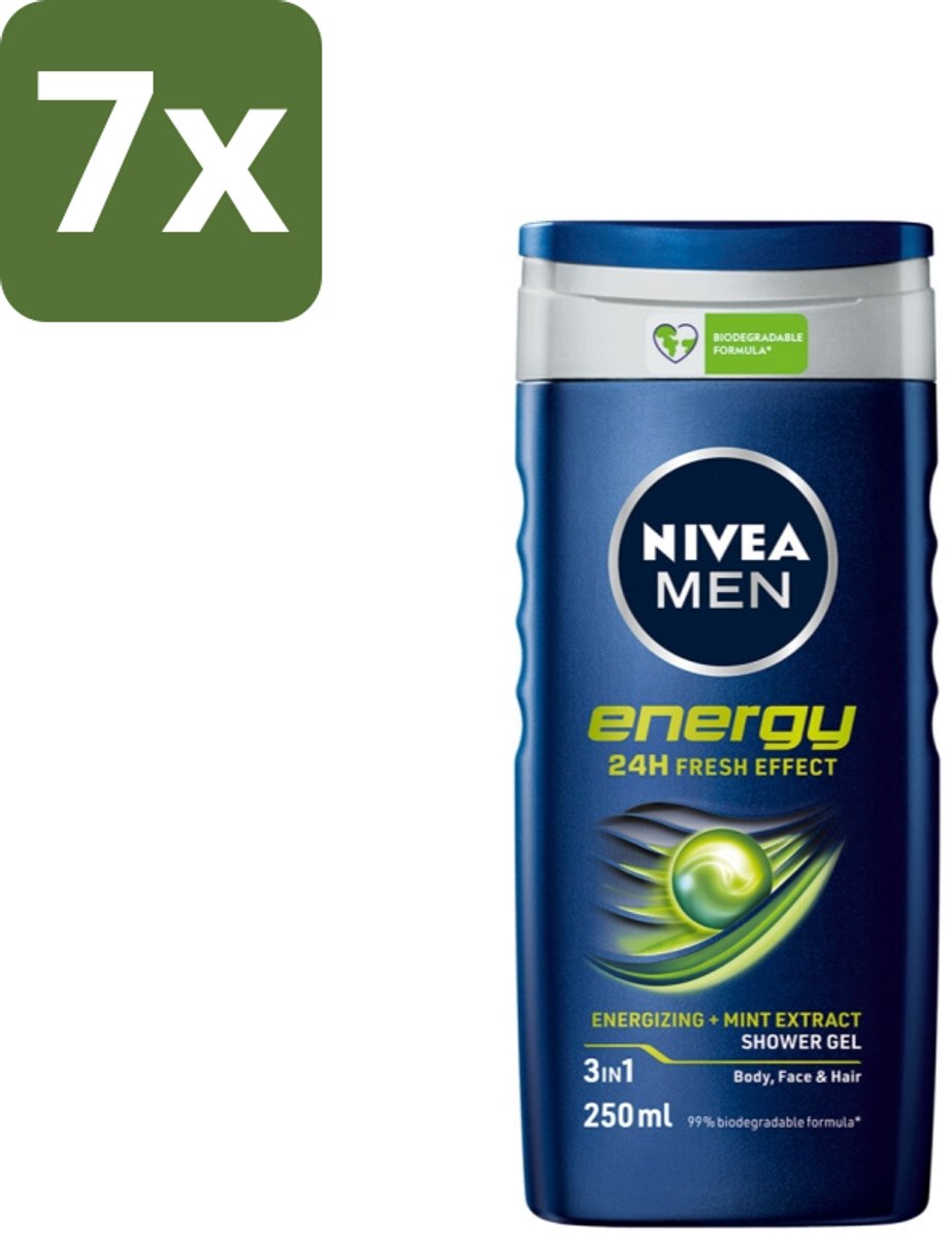 Nivea - Men - Energy Douchegel - Langdurig Fris Gevoel - 250 ml - Bulkverpakking - 7 stuks
