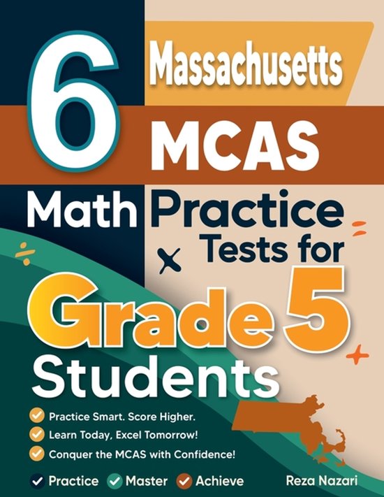 6 Massachusetts MCAS Grade 5 Math Practice Tests - cover