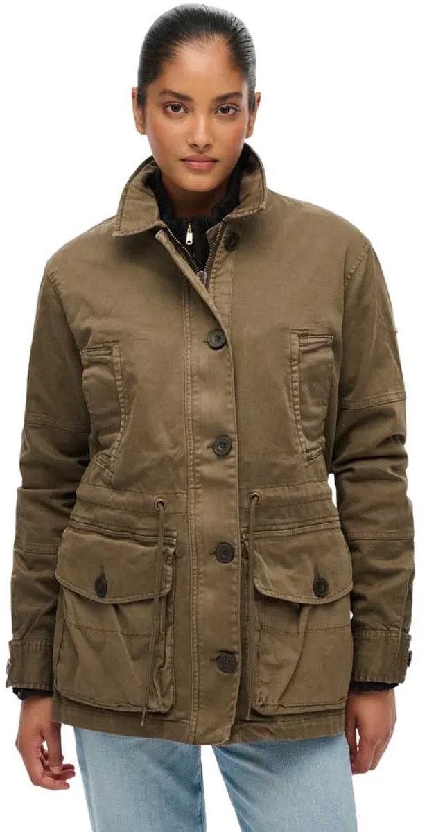 Superdry Dropped Waist Jas XL Vrouw Olijf
