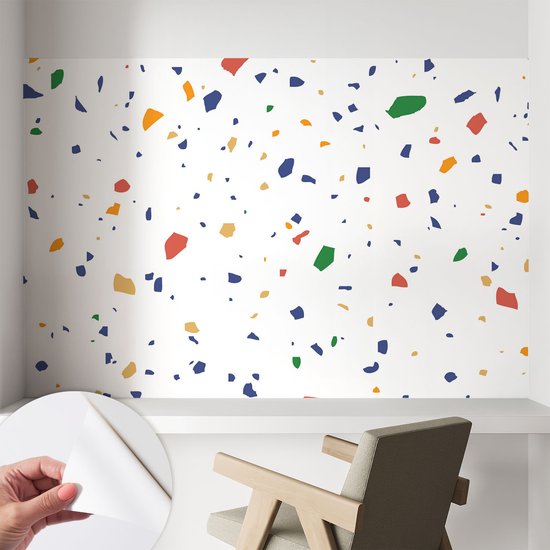 Coloray Zelfklevend Behang - Regenboogstukjes Zelfklevend fotobehang - 104x70 cm - Wit Zelfklevend Behang - Voor de woonkamer, voor het kantoor, voor de slaapkamer - Peel-and-stick techniek - Stickerbehang op rol