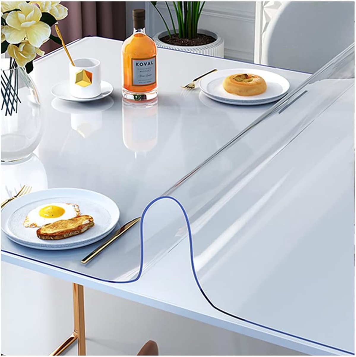0.8cm helder PVC tafelkleed waterdicht afveegbaar tafelkleed voor thuiskeuken 50x100cm