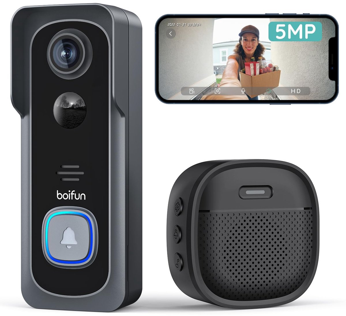 BOIFUN Video Deurbel met Camera 2K en Nachtzicht - Product - €64,99