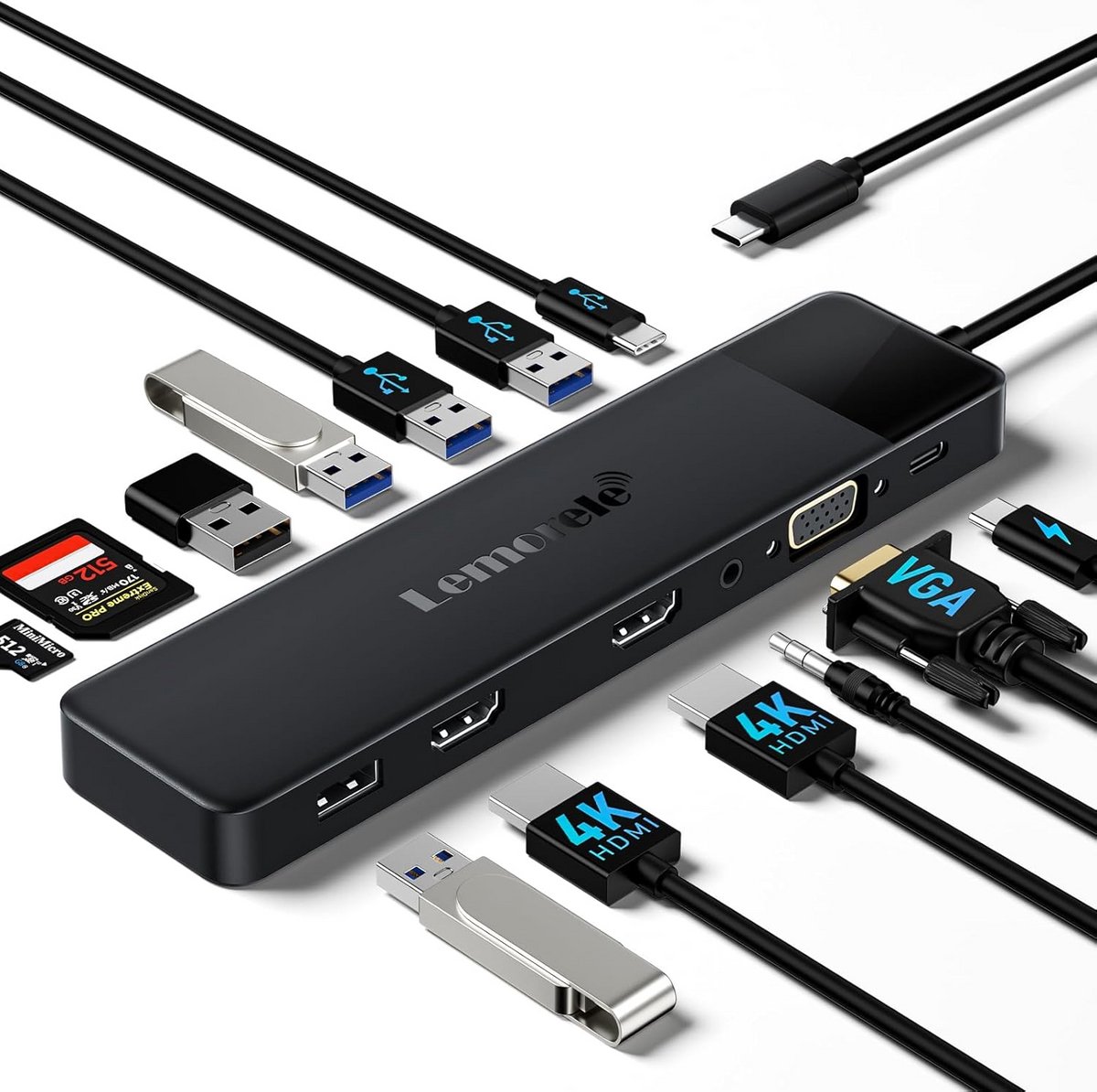 Docking Station Laptop 2x HDMI - Splitter Laptop - USB-C - Universeel - Hub