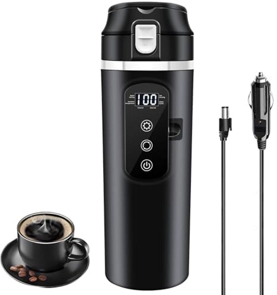 Waterkoker 12v voor Auto - Heetwaterdispenser Klein - Zwart - Koken