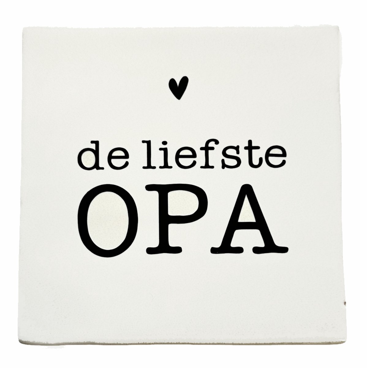 Snoes Spreuktegel – De liefste OPA – Wit met Zwart – Inclusief Plakhaakje – Handgemaakt Spaans Keramiek 10x10 cm – Cadeau Opa – Persoonlijk Kado Grootvader