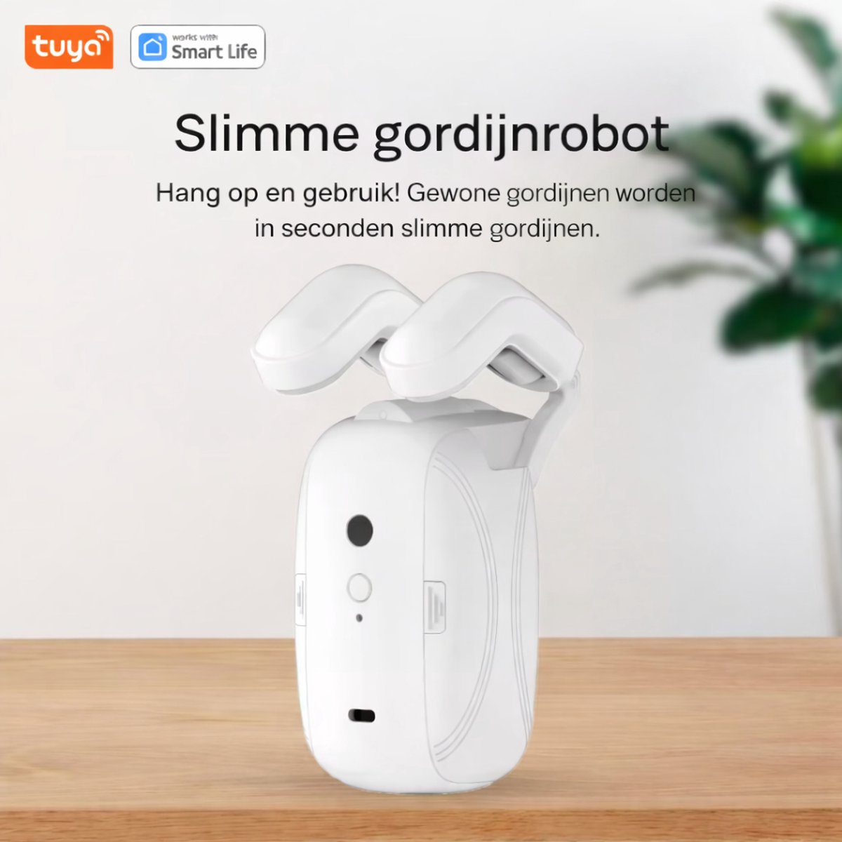 Tuya Smart Wifi Gordijn Robot - Ronde Roman gordijnrails - Roede - Wit - Smart home gordijnmotor - Smart Gordijn - Automatisch gordijn