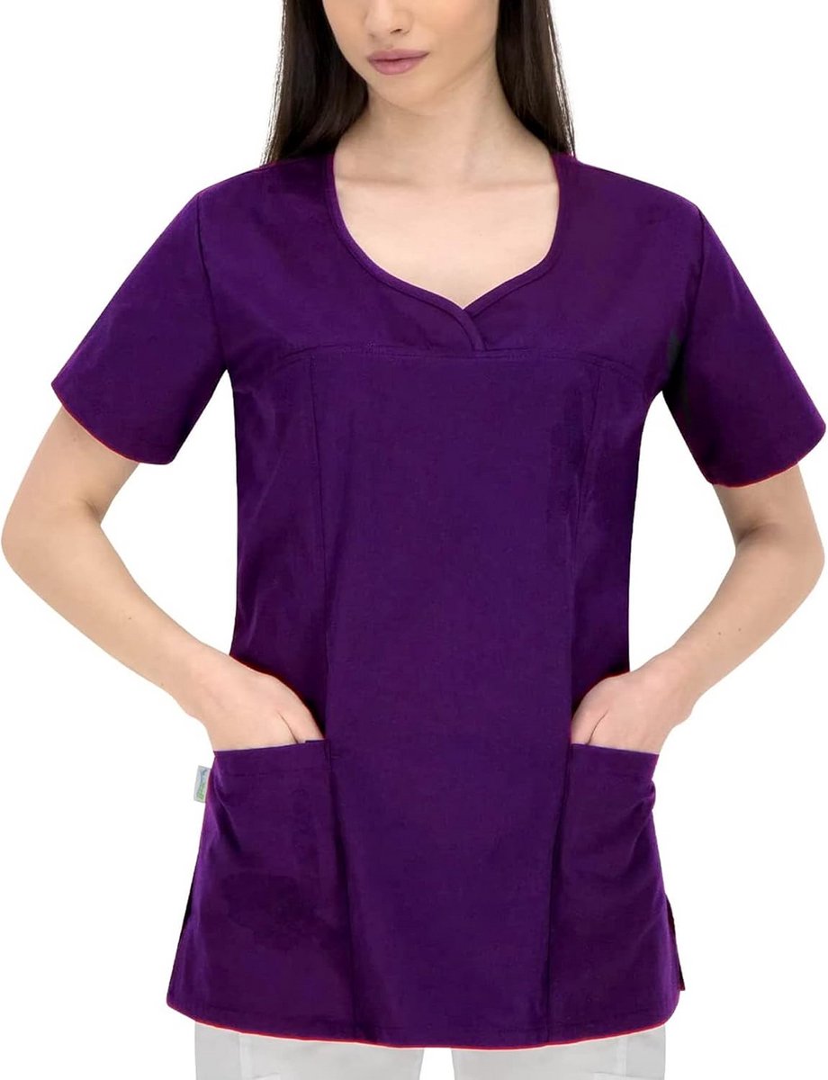 Dames Kasak Zorg Kleding Kort, Ademend en Comfortabel Werkuniform met V-hals