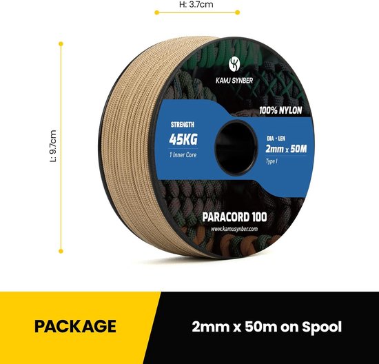 Paracord 2mm Nylon Touw 50 Meter Type I Voor Knutselen DIY En Outdoor 