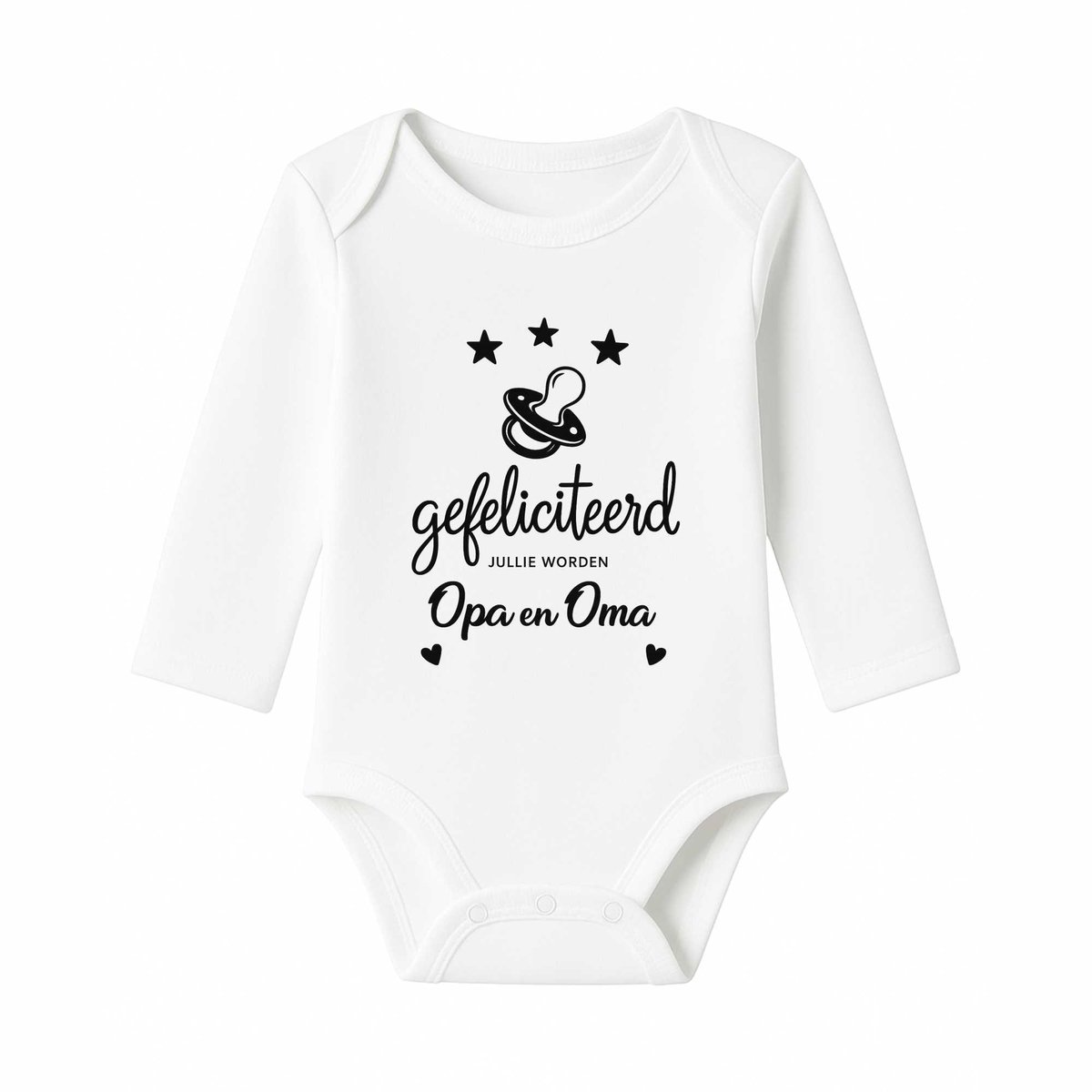 Romper Baby Aankondiging – Gefeliciteerd, jullie worden Opa en Oma – Wit – Lange mouw – Maat 86/92