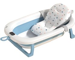 GoudenGracht Baby Bad - Handdouche Opening - Babybad - Babybad met standaard - Opvouwbaar - Digitale Thermometer - Blauw
