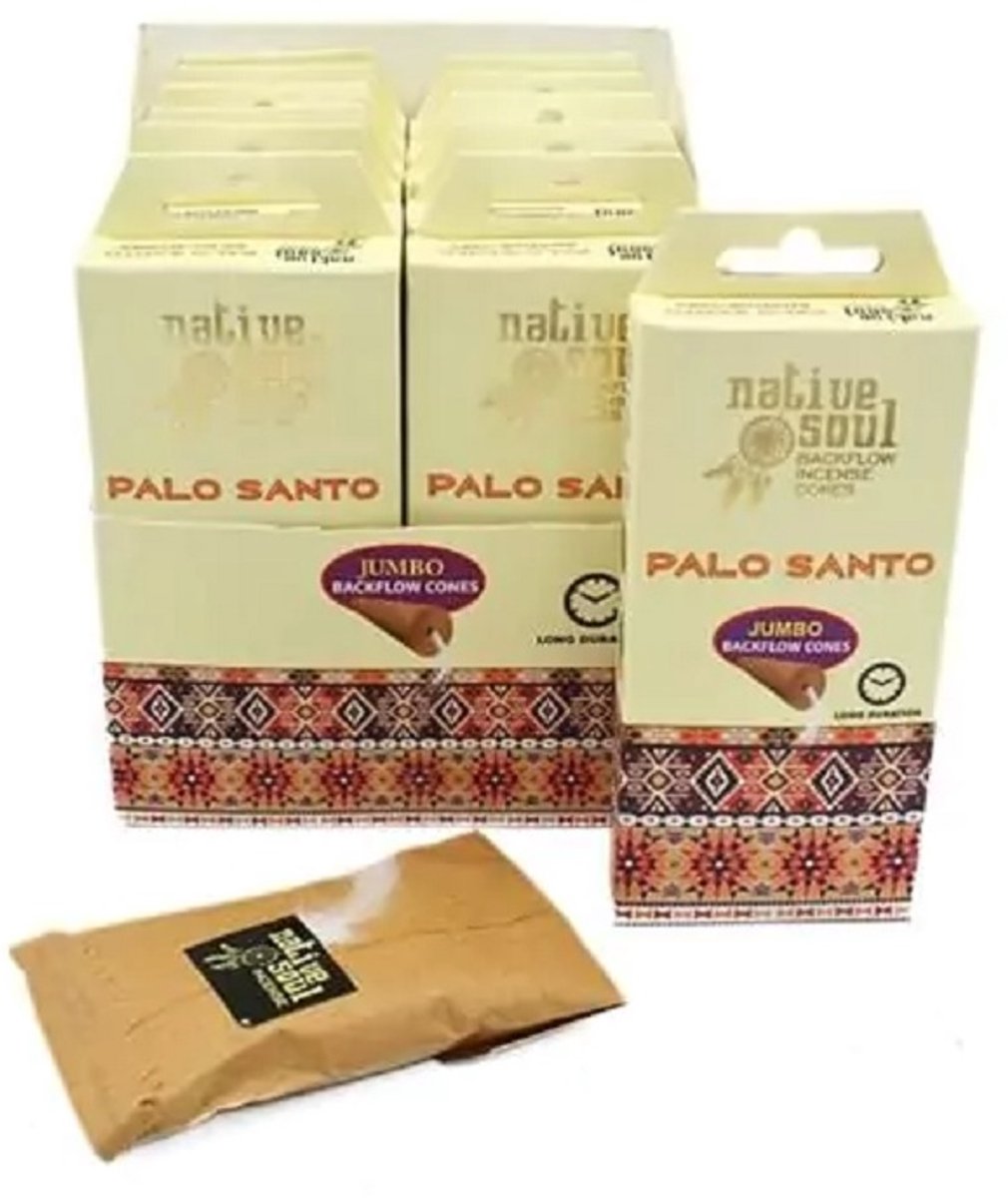 Native Soul - backflow wierook - palo santo - heilig hout - wierook kegels - doos 12 pakjes