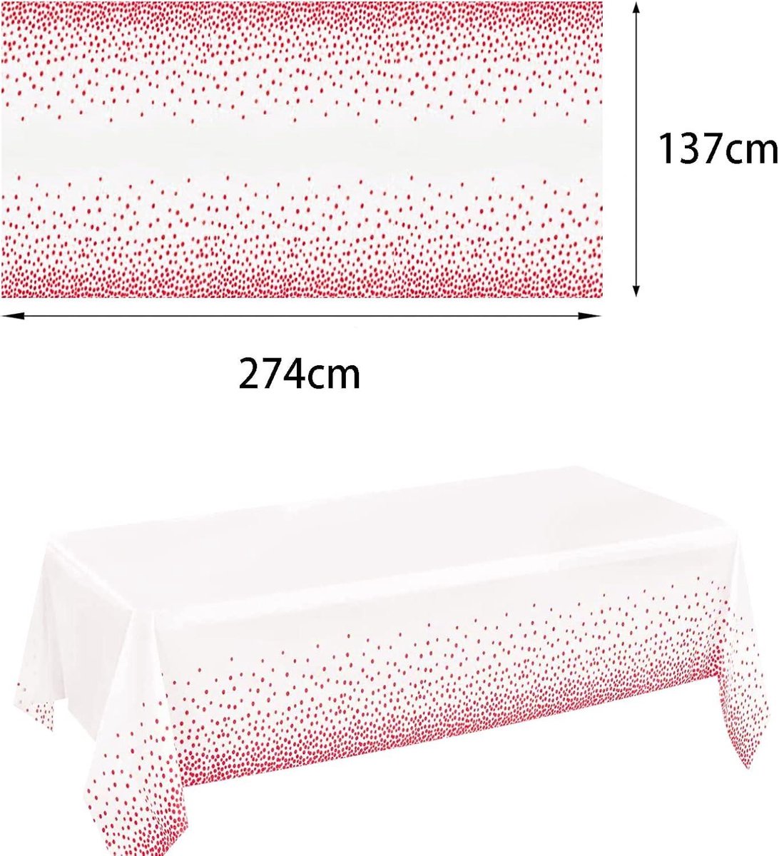 Witte Tafelkleden voor Kerst, 3 Stuks, Rechthoekig met Stippen 137 x 274 cm