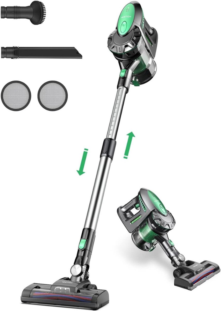 SVN® 6-in1 Steelstofzuiger Zonder Zak op Accu - Steelstofzuiger Draadloos Uitschuifbaar - Kruimeldief Snoerloos best Verkocht 25KPA – Groen - 17cm x 8cm x 10cm; 2.3 kg