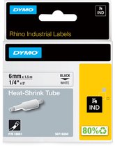 DYMO Rhino industriële Heat-Shrink Tube-labels | 6 mm x 1,5 m | zwarte afdruk op wit | voor Rhino labelprinters