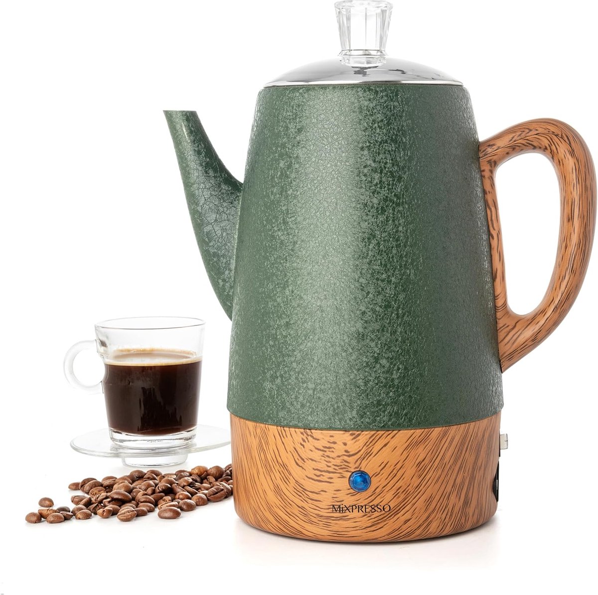 Elektrische Percolator - Koffiezetapparaat - Koffie Zetten - Warmhoudfunctie - 10 Kopjes - Groen