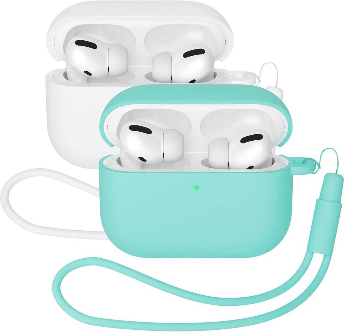 Beschermhoes Set - Oplaadcase Covers - Draagbare Audio - Zachte Siliconen - Wit Mintgroen