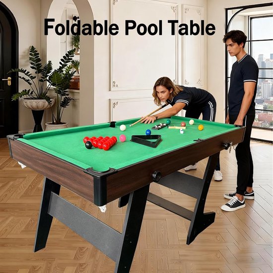 Biljarttafel - Snookertafel - Spel en recreatie - Inklapbaar en compleet - 6 voet - Groen — afbeelding 3